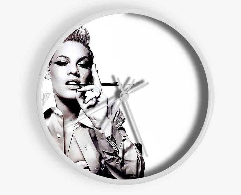 Pink Cigarette B n W Clock - Wallart-Direct UK