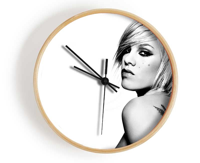 Pink Tattoo B n W Clock - Wallart-Direct UK