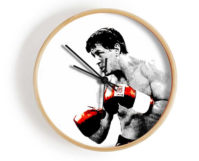 Rocky B n W Red Gloves Clock - Wallart-Direct UK