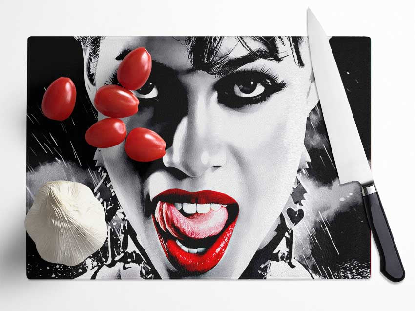 Sin City Lips Glass Chopping Board