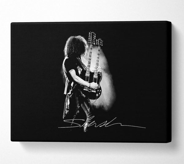 Picture of Slash Double Guitar B~w Canvas Print Wall Art