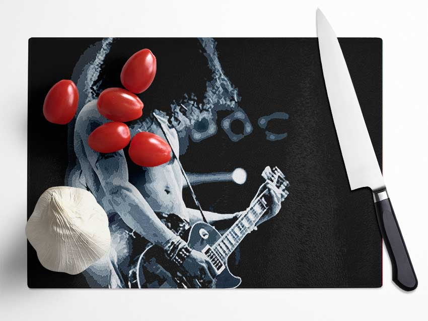 Slash On Guitar Blue Glass Chopping Board