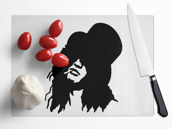 Slash Top Hat Black And White Glass Chopping Board