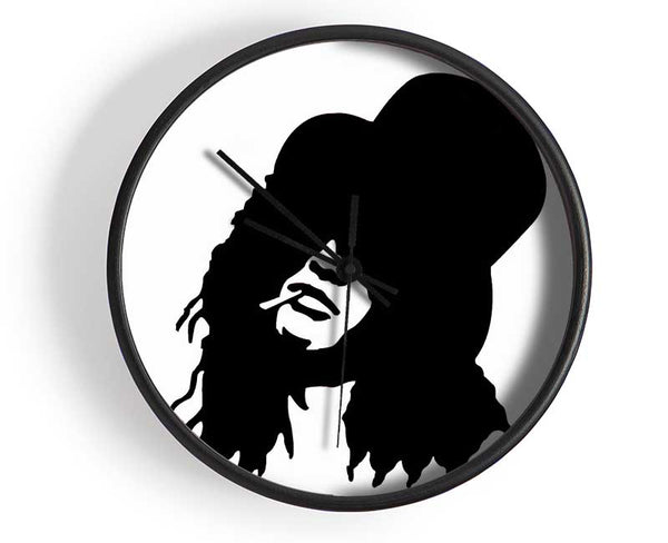 Slash Top Hat Black And White Clock - Wallart-Direct UK