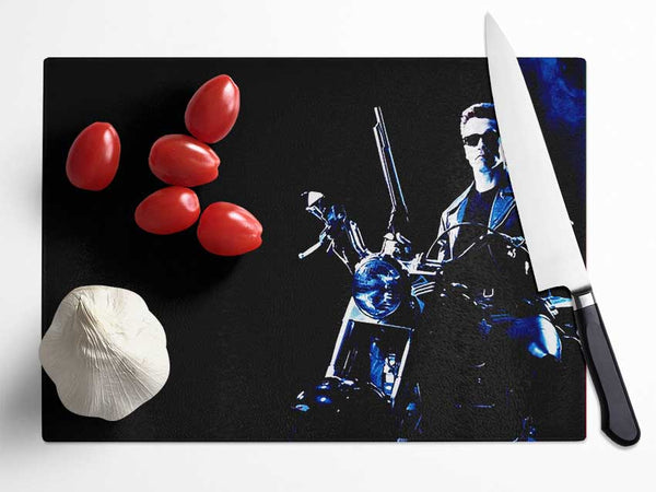 Terminator Bike Blue Glass Chopping Board