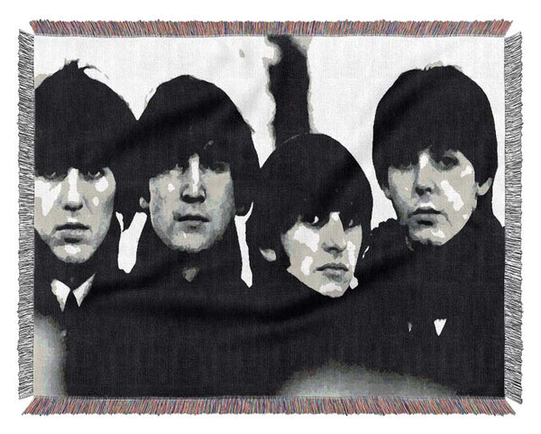 The Beatles In Liverpool Faces 1 Woven Blanket