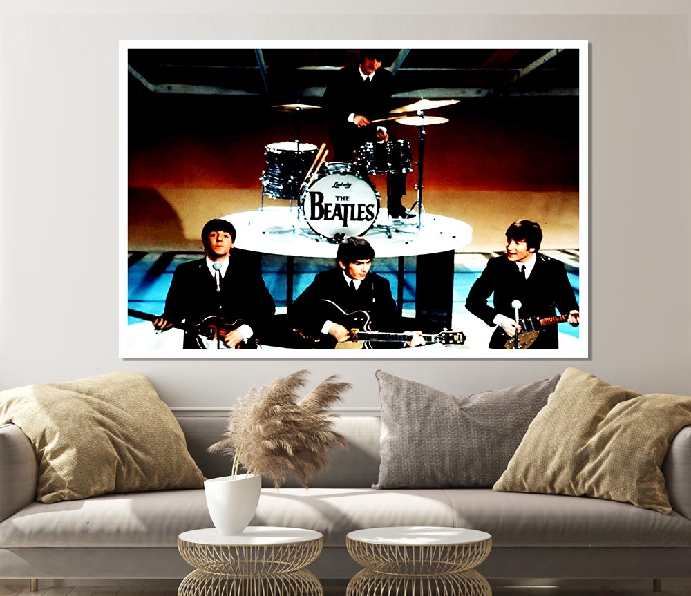 The Beatles On Stage Print Poster Wall Art