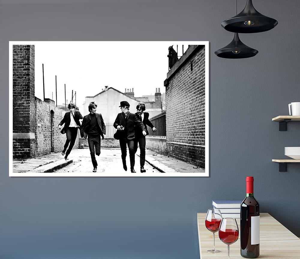 The Beatles Running Print Poster Wall Art