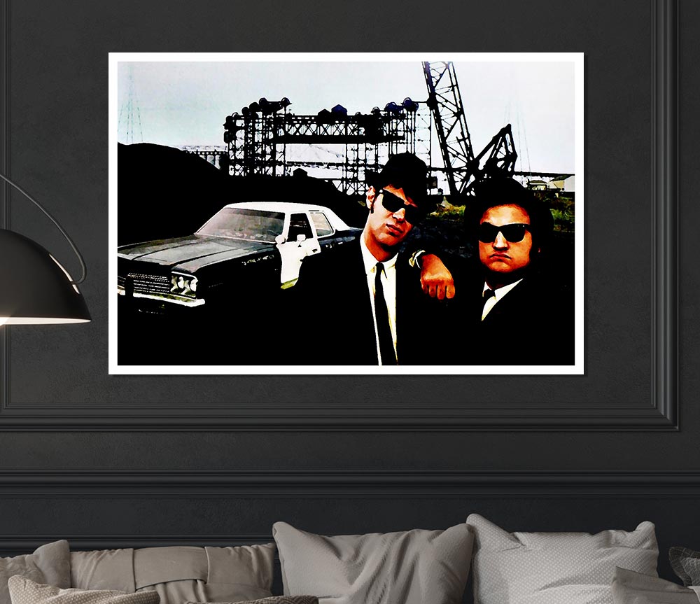 The Blues Brothers Police Car Print Poster Wall Art