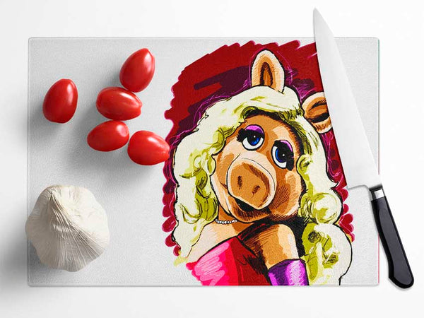 The Muppets Miss Piggy Glass Chopping Board