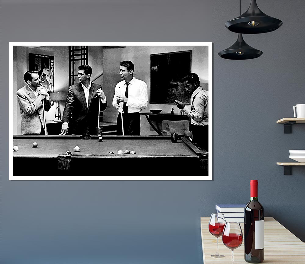 The Rat Pack 4 Playing Pool Print Poster Wall Art