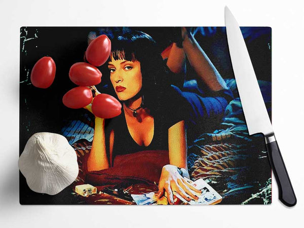 Uma Thurman Is Mia Pulp Fiction Glass Chopping Board