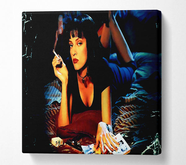 A Square Canvas Print Showing Uma Thurman Is Mia Pulp Fiction Square Wall Art