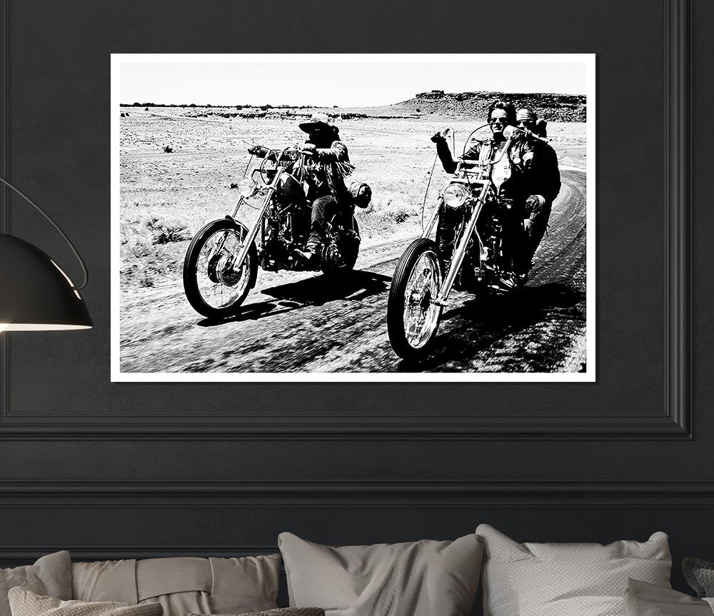 Easy Rider Motorbike Drive B N W Print Poster Wall Art