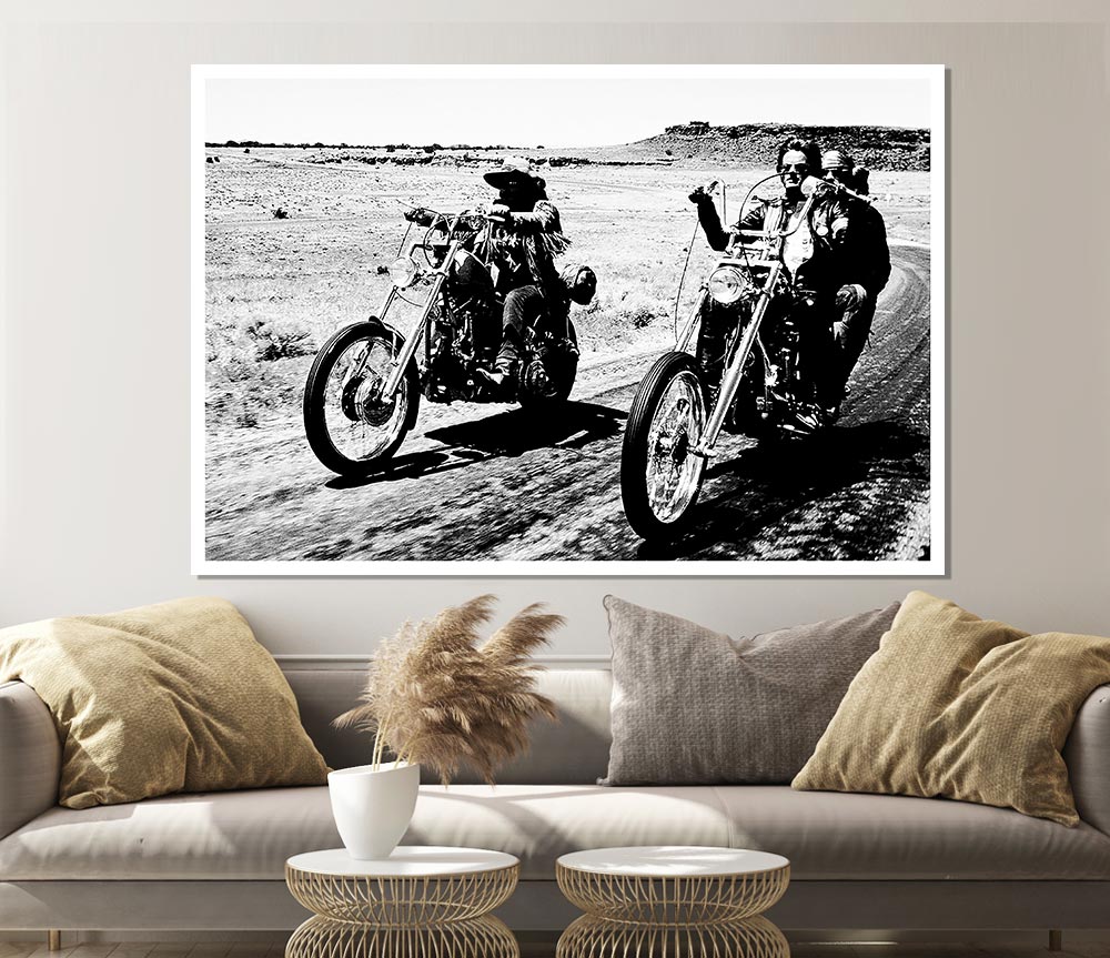 Easy Rider Motorbike Drive B N W Print Poster Wall Art