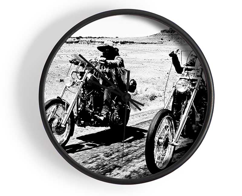 Easy Rider Motorbike Drive B n W Clock - Wallart-Direct UK