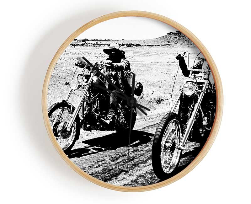 Easy Rider Motorbike Drive B n W Clock - Wallart-Direct UK