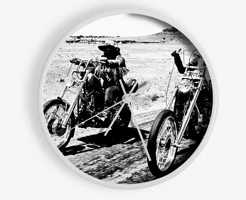 Easy Rider Motorbike Drive B n W Clock - Wallart-Direct UK