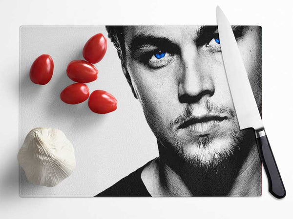 Leonardo Dicaprio Blue Eyes B n W Glass Chopping Board