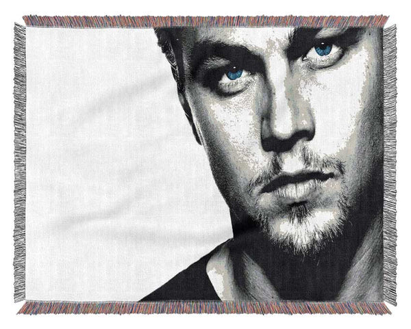 Leonardo Dicaprio Blue Eyes B n W Woven Blanket