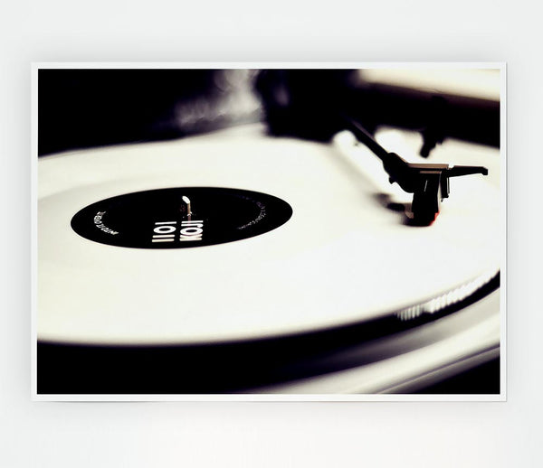 Vinyl Record Player Black And White Print Poster Wall Art