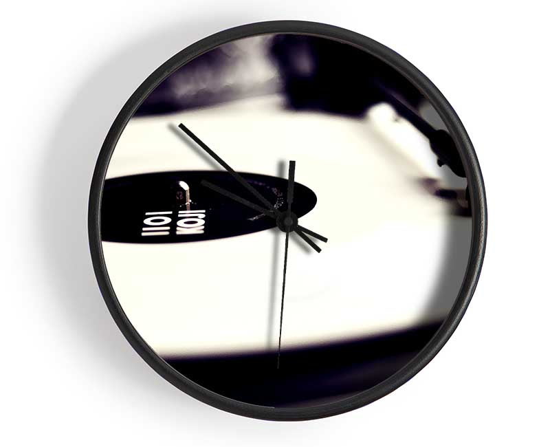 Vinyl Record Player Black And White Clock - Wallart-Direct UK