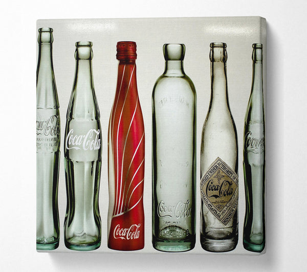 A Square Canvas Print Showing Old Coca Cola Bottles Square Wall Art