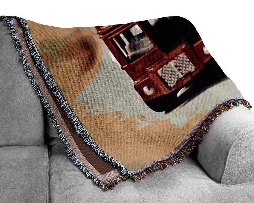 Old English Bus Toy Woven Blanket