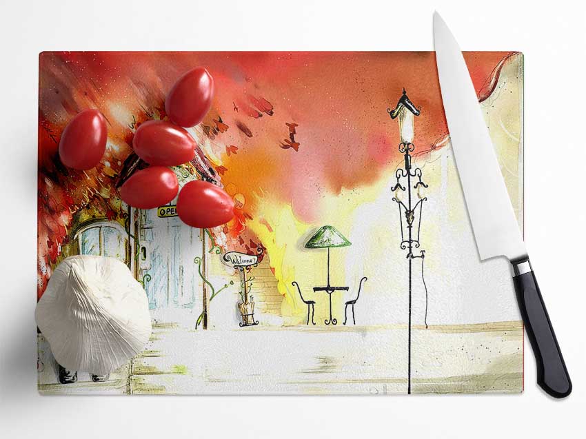 Autumn Scenes Glass Chopping Board