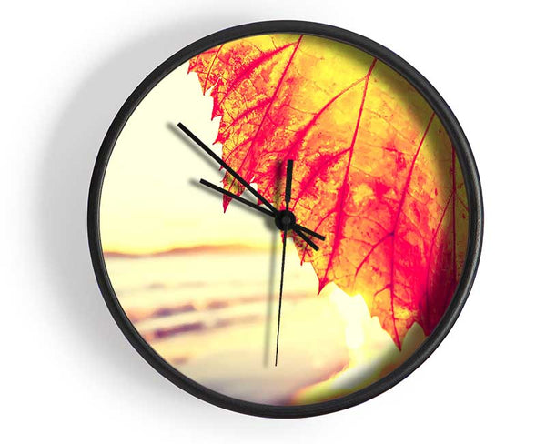 Rust Coloured Leaf Clock - Wallart-Direct UK