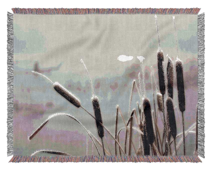 Frosted Cattails Woven Blanket