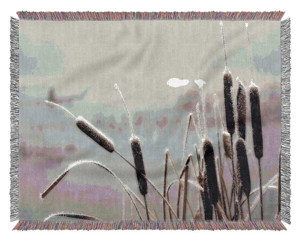 Frosted Cattails Woven Blanket