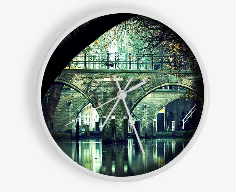 River And Bridges Clock - Wallart-Direct UK