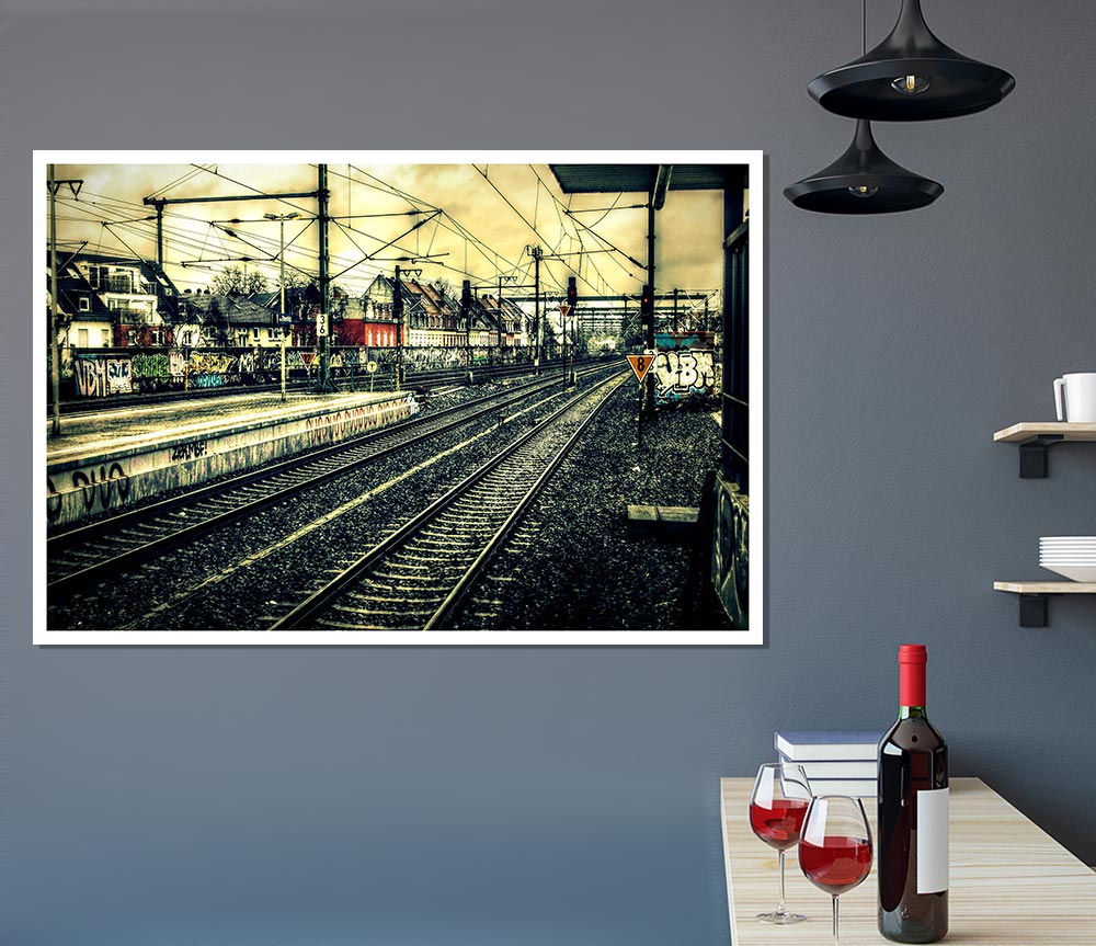 Train Station Vintage Print Poster Wall Art