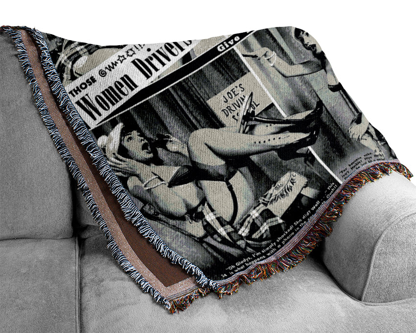 Bettie Page Driving Woven Blanket