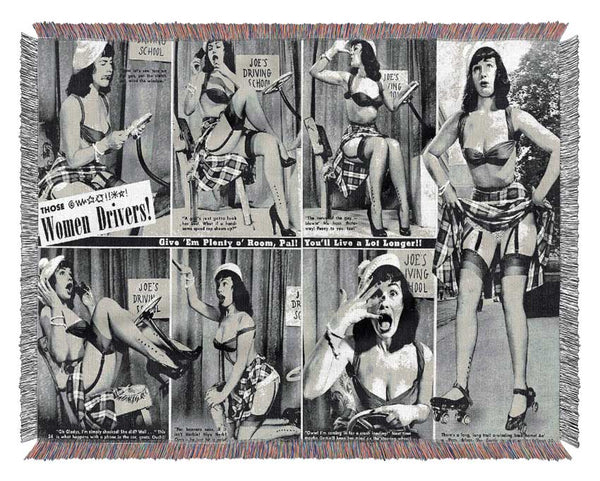 Bettie Page Driving Woven Blanket