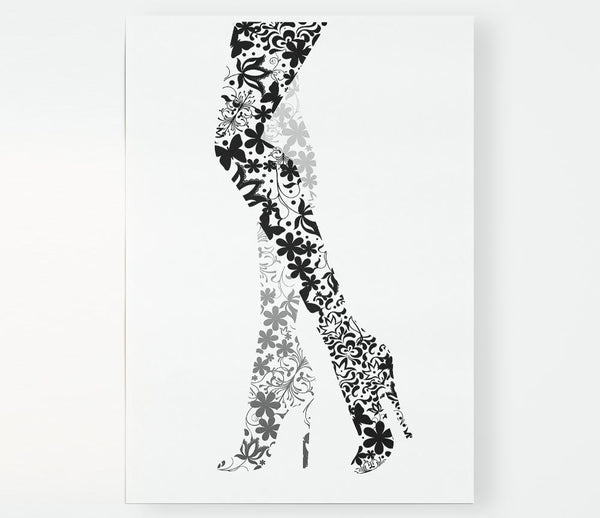 Flower Legs B N W Print Poster Wall Art