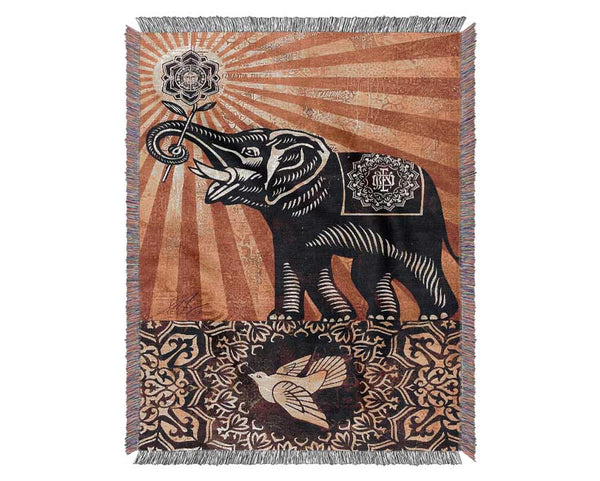 Elephant Sun Rays Woven Blanket