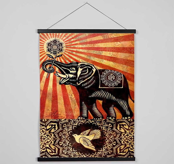 Elephant Sun Rays Hanging Poster - Wallart-Direct UK