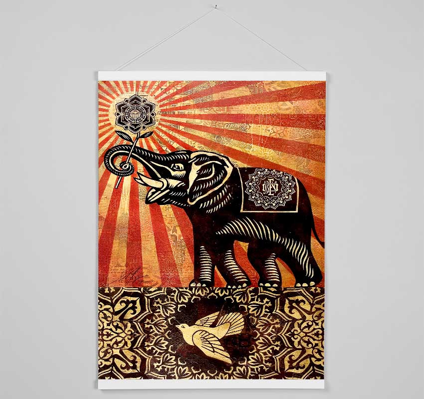 Elephant Sun Rays Hanging Poster - Wallart-Direct UK