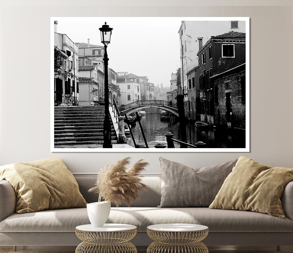 Venice Retro B N W Print Poster Wall Art