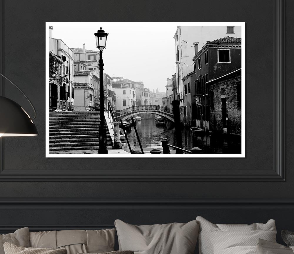 Venice Retro B N W Print Poster Wall Art