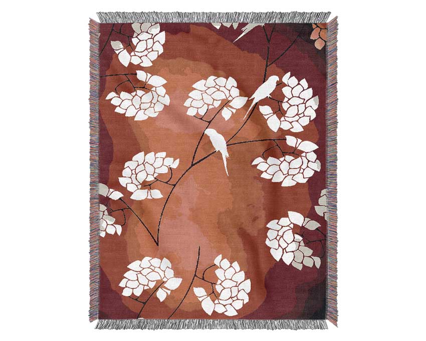 Cherrytree Birds Red Woven Blanket