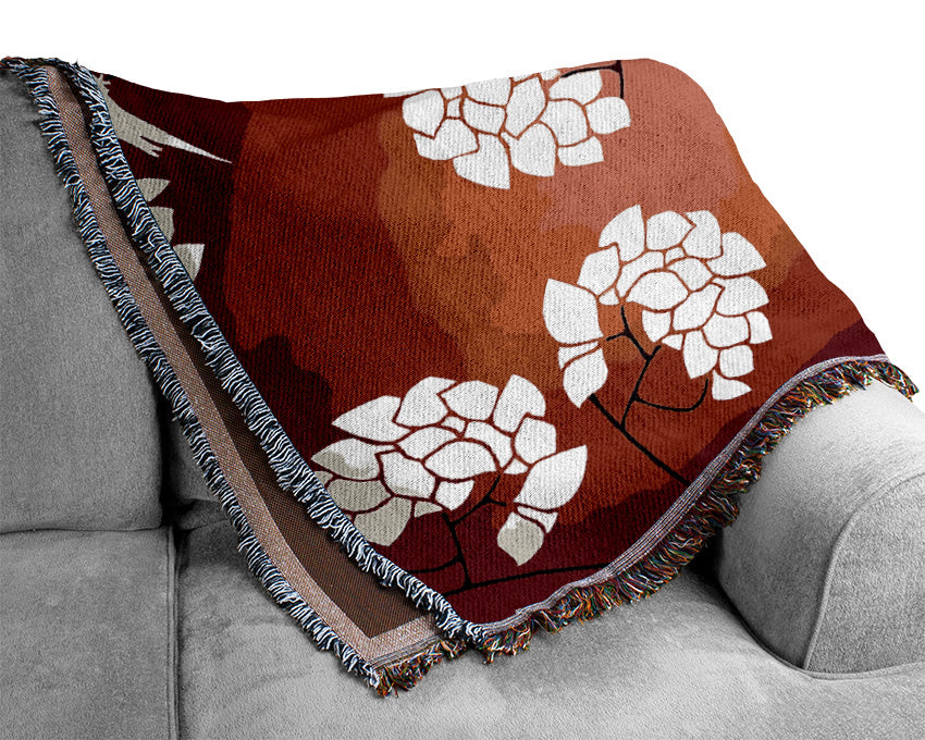 Cherrytree Birds Red Woven Blanket