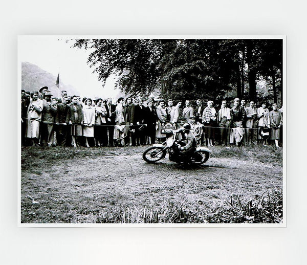 Vintage Motorcross Crowd Print Poster Wall Art