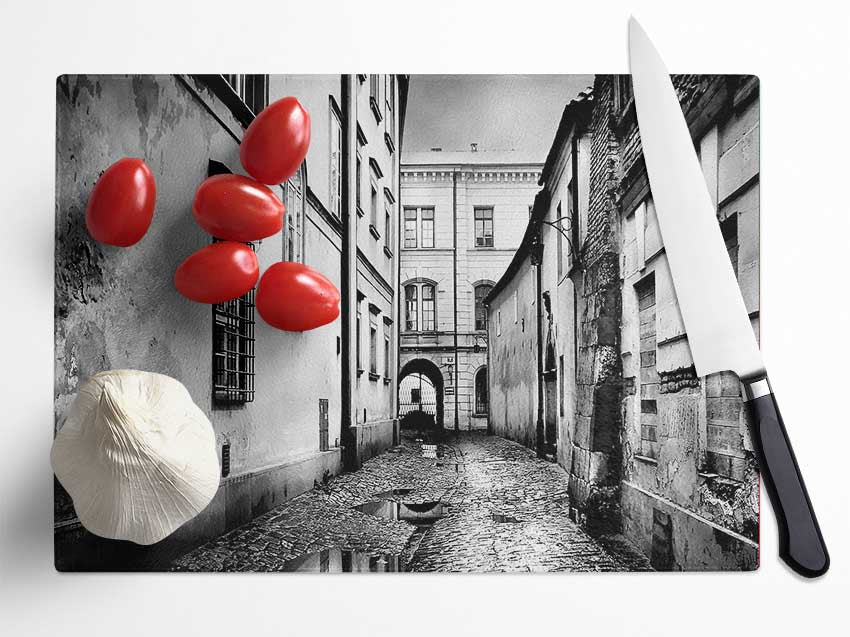 Venice Streets B n W Glass Chopping Board