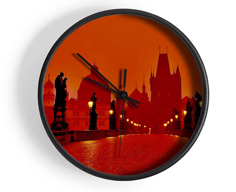 Stunning Venice Walks Orange Clock - Wallart-Direct UK