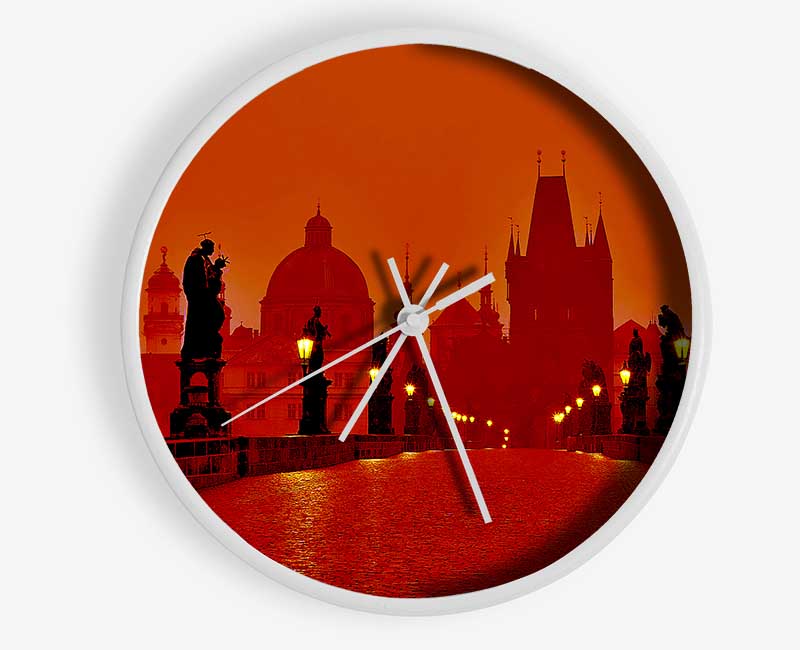 Stunning Venice Walks Orange Clock - Wallart-Direct UK