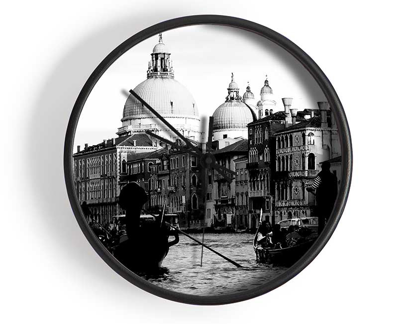 Venice Gondolas B n W Clock - Wallart-Direct UK