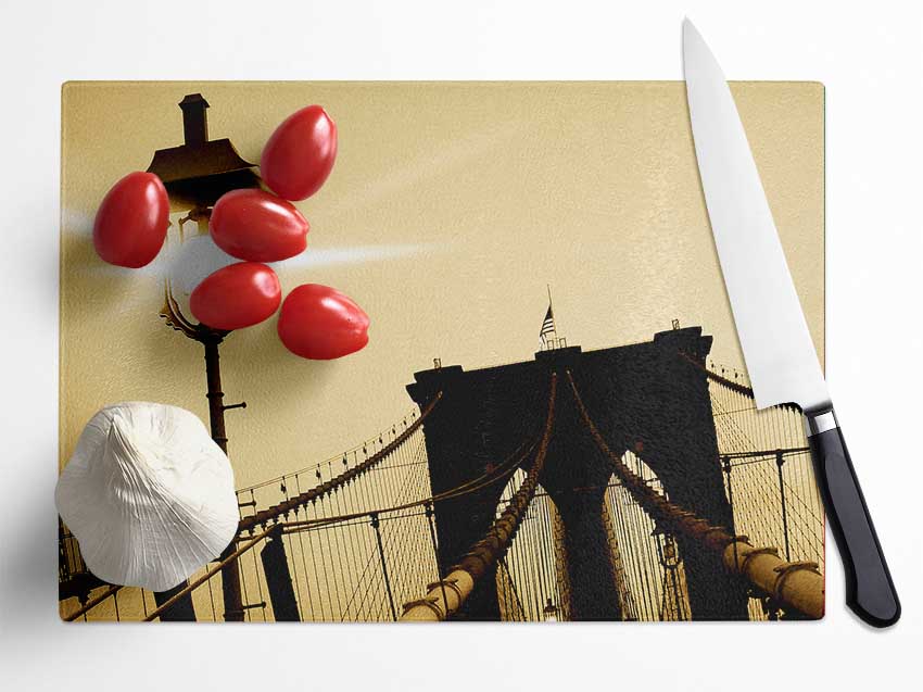 Brooklyn Bridge Street Light Retro Glass Chopping Board